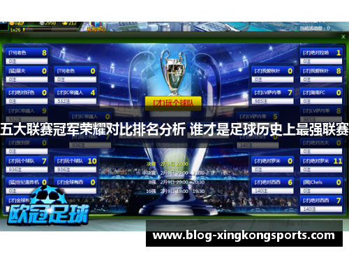 五大联赛冠军荣耀对比排名分析 谁才是足球历史上最强联赛